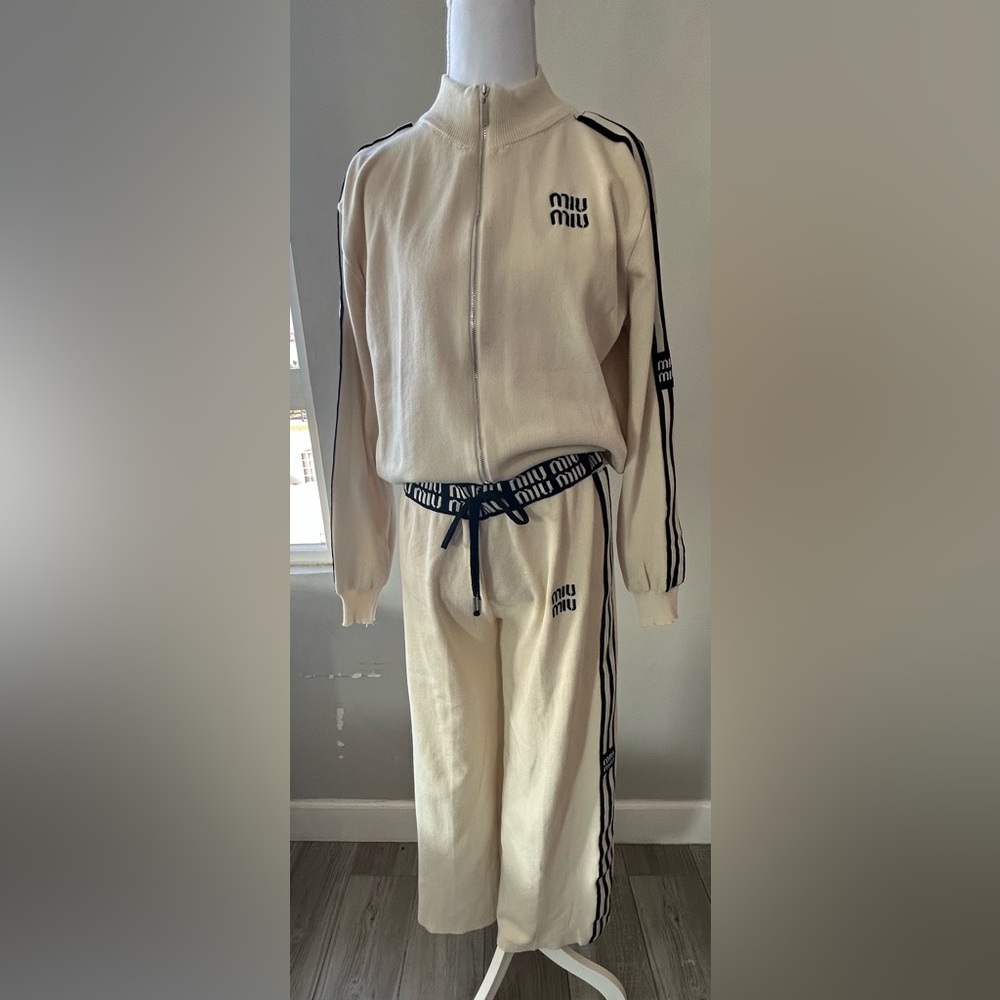 Cream Tracksuit with Black Accents